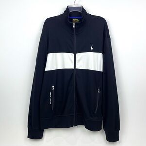 Polo Ralph Lauren Track Jacket Mens XL Black White Full Zip Performance Cotton